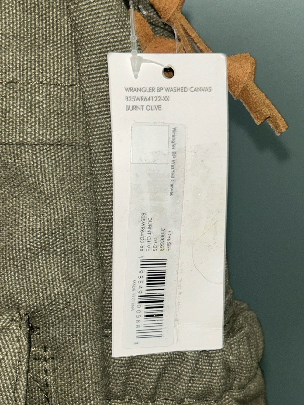 17” Wrangler Olive Washed Canvas Laptop Backpack w/ Brown Accents NWT - Picture 8 of 15